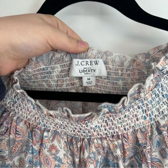 J. Crew Smocked Cotton Cropped Bohemian Cottagecore Top In Liberty Fabric - Picture 2 of 4